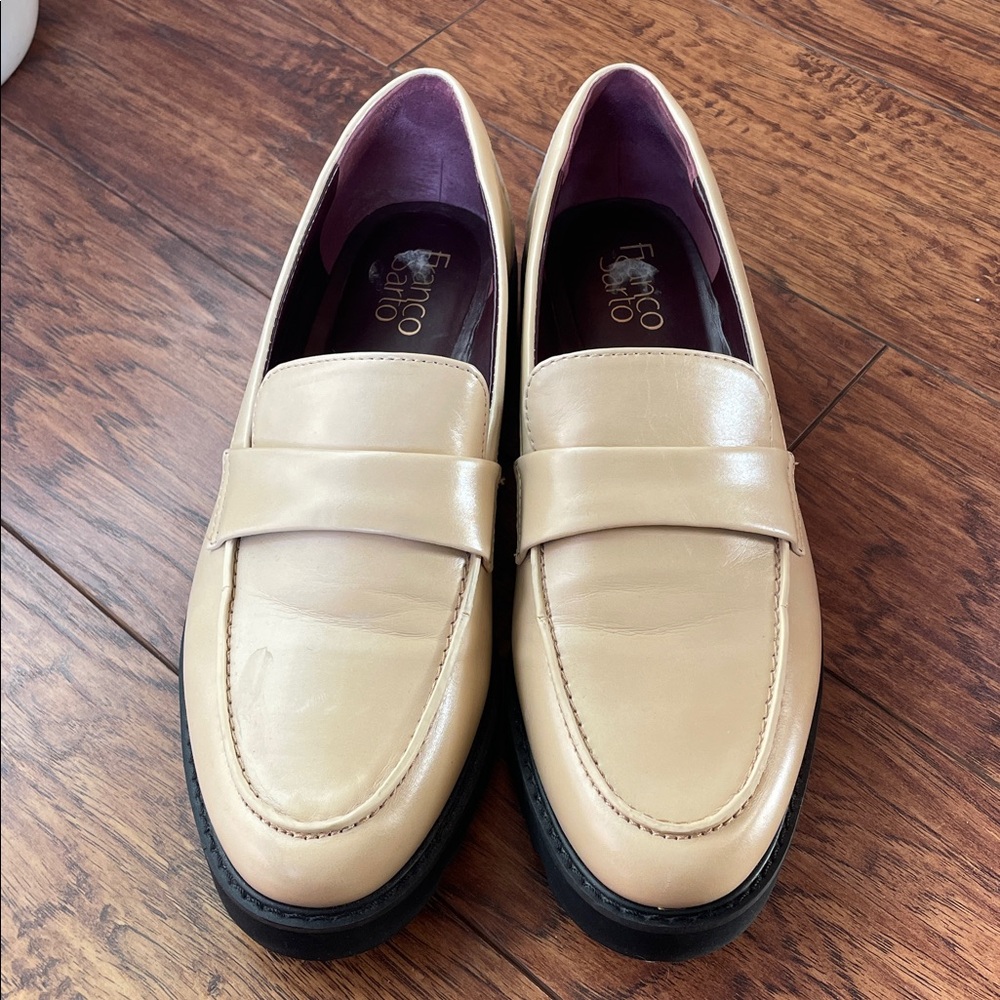 Franco Sarto Cello Beige Leather Slip-On Loafers Size 10 - Picture 2 of 8